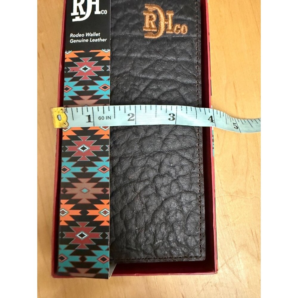 Red Dirt Hat Co Men's Rodeo Bison Grain Genuine Leather Wallet Dark Brown new - Picture 5 of 6